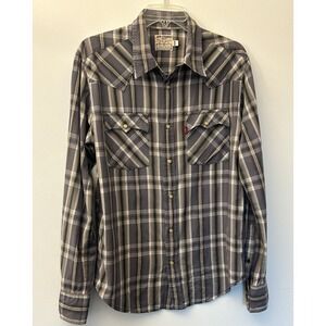 Levi Strauss Authentic‎ Jeanswear Men's Western Pearl Snap Plaid Shirt M